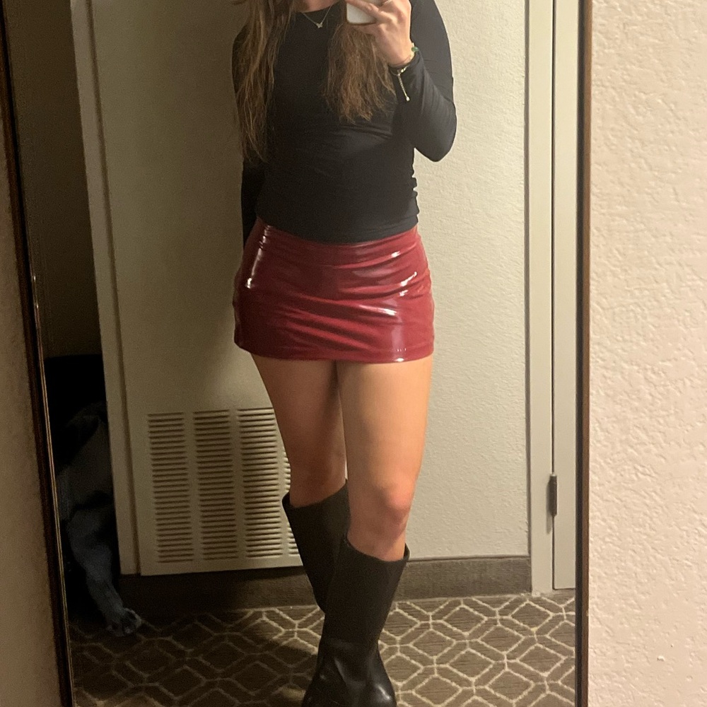 Forever 21 Burgundy Vinyl Mini Skirt